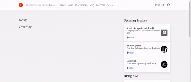 Producthunt Homepage Clone